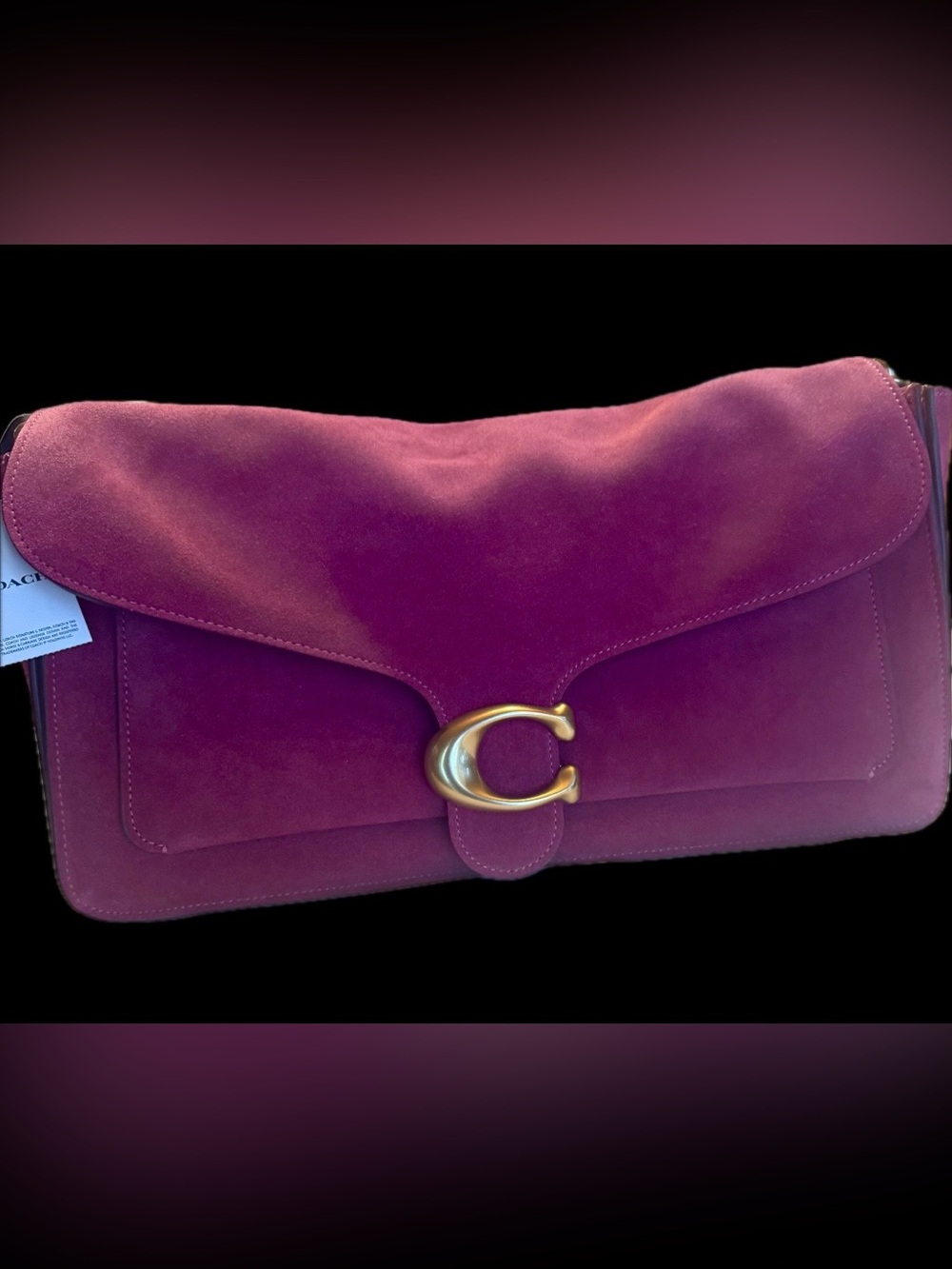 Coach fushia tabby 36 Suede Clutch with Gold 'C' Accent
